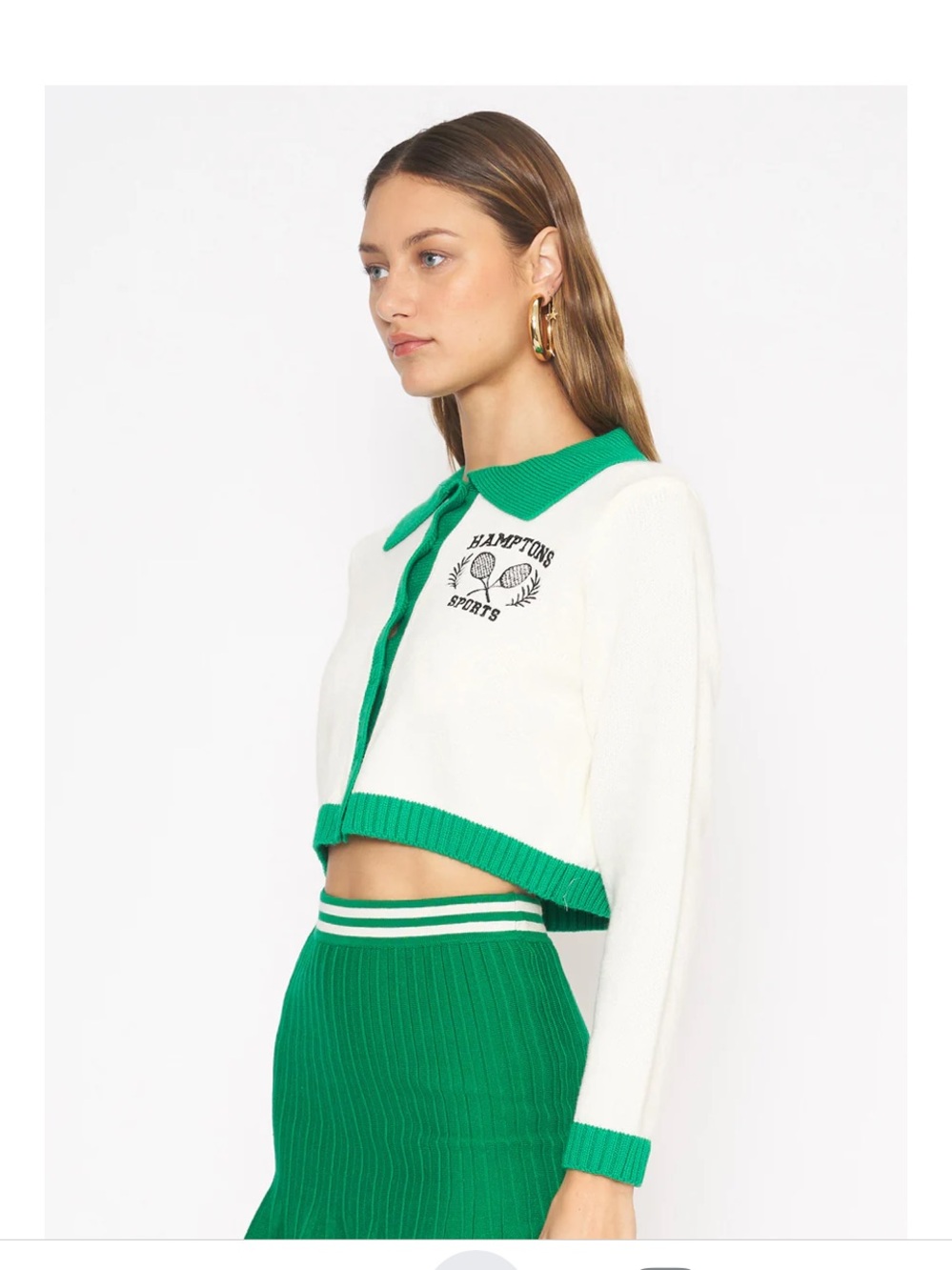 Anthropologie 4SI3NNA REBEKAH SWEATER Hamptons Sports Cropped Button Cardigan - Picture 2 of 9
